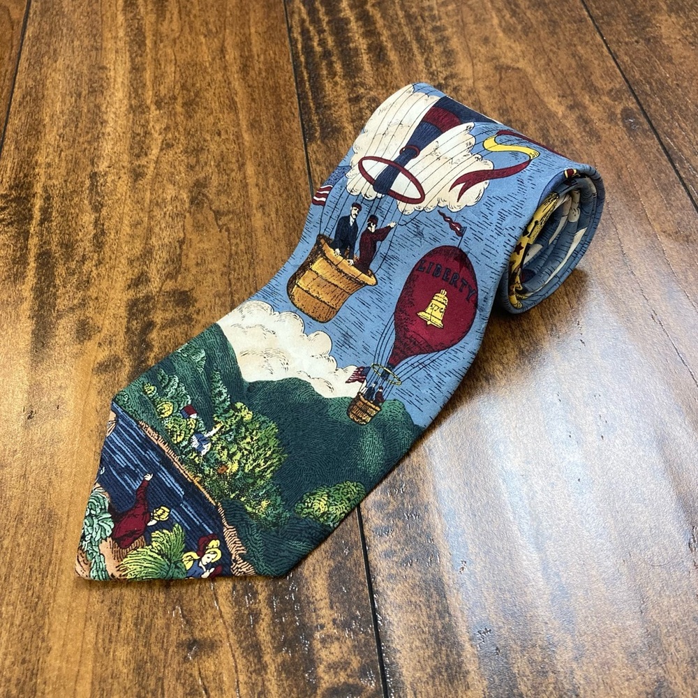 417 by VAN HEUSEN Silk Tie Americana Series Up, Up, And Away Circa 1880
